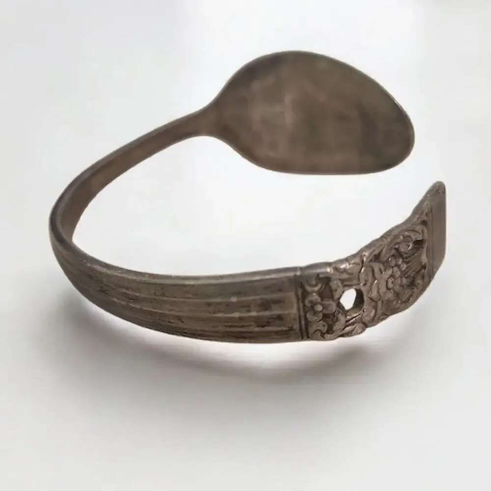 Handcrafted Silver Plated Floral Cuff Spoon Bracelet